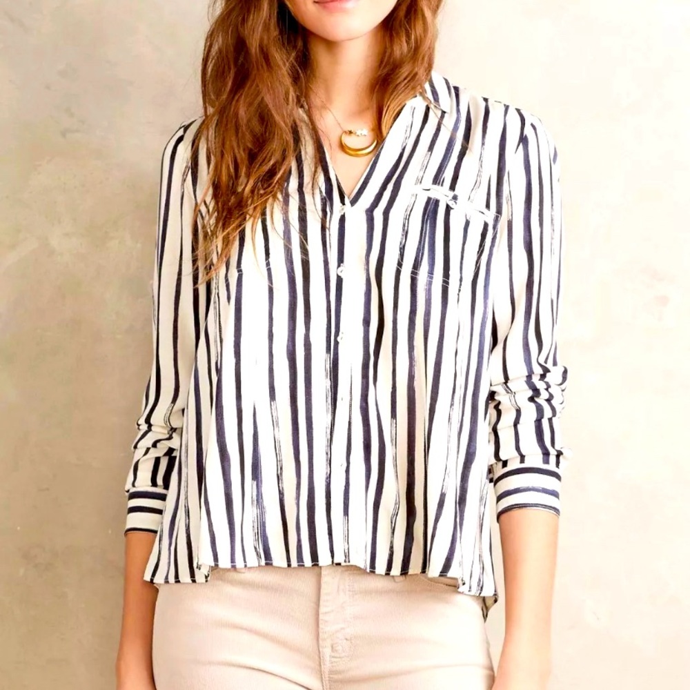Anthropologie Maeve Striped Button Down
